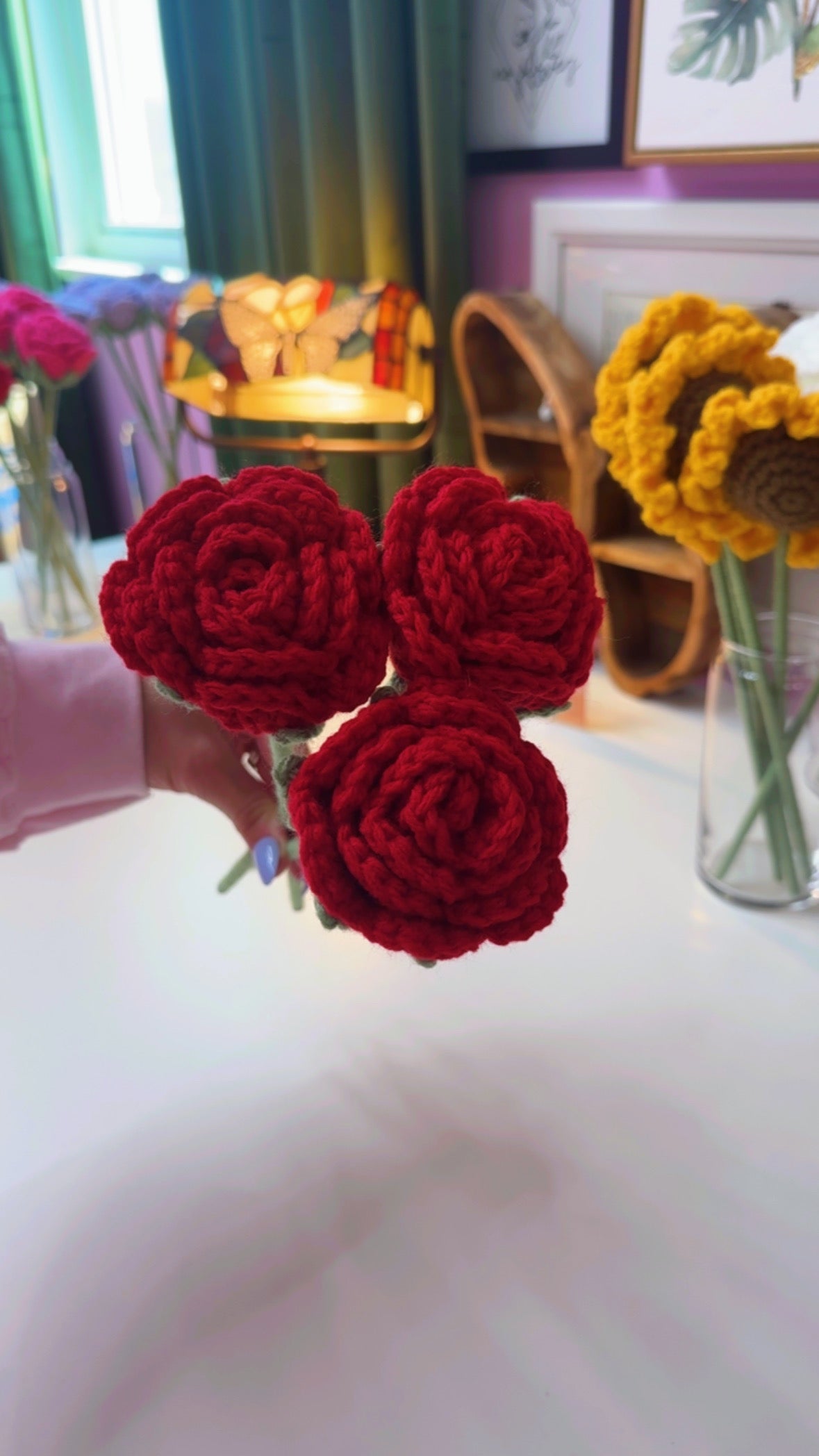 Crochet Red Rose Flower (1)