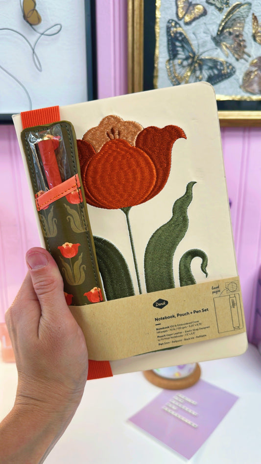 Tulip Embroidered Journal with Pen