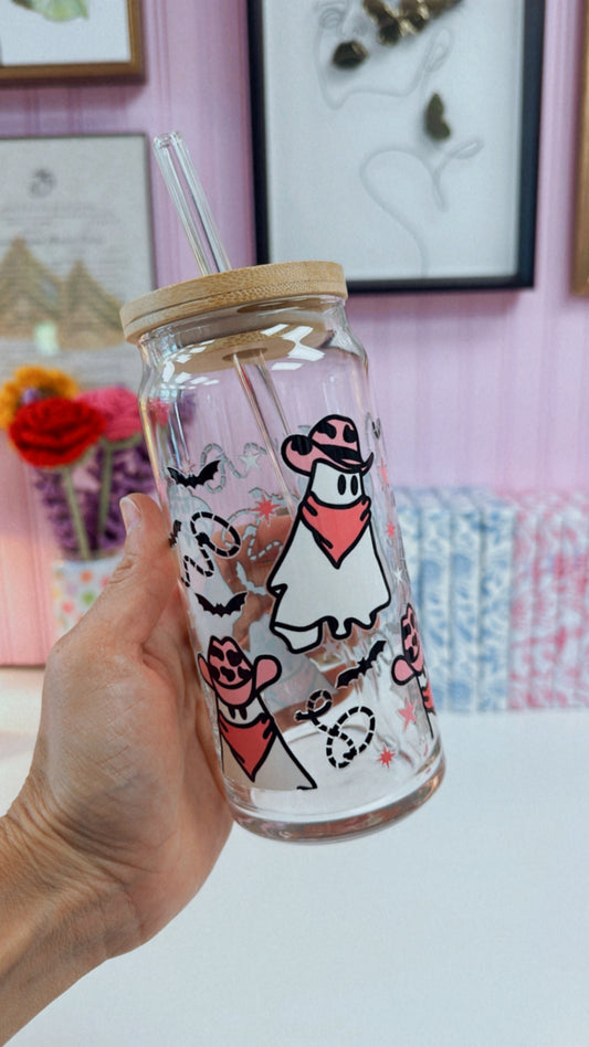 Cowboy Boos 20 oz Glass Can