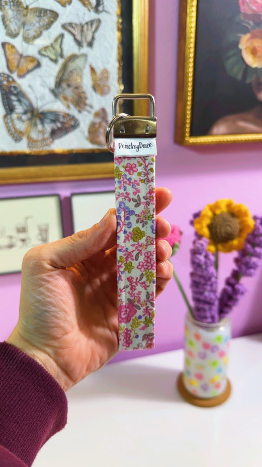 Handmade Pink Floral Keychain
