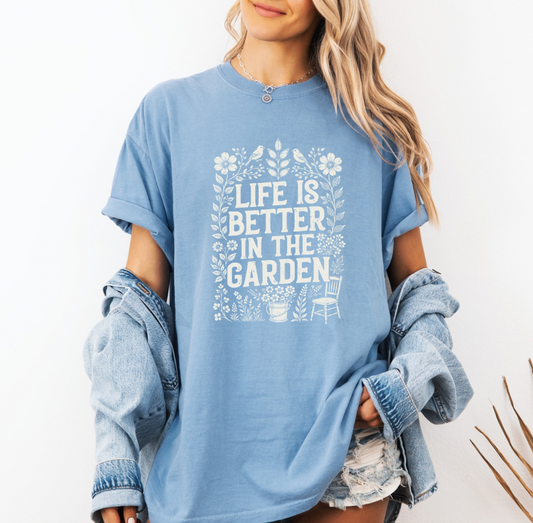 In the Garden T-shirt (light blue)
