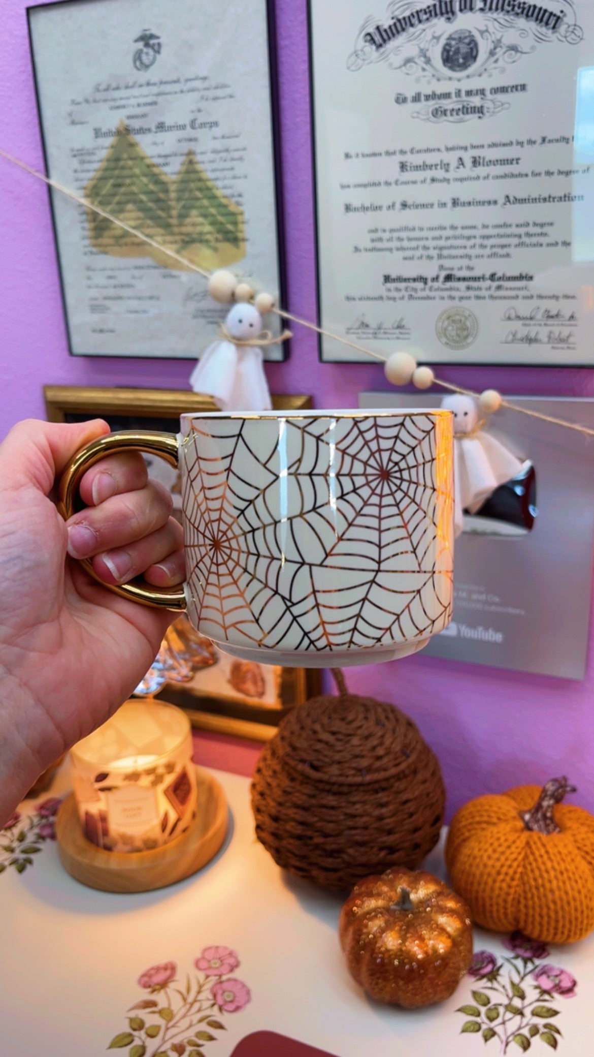 Gold Spiderwebs Mug (14 oz)