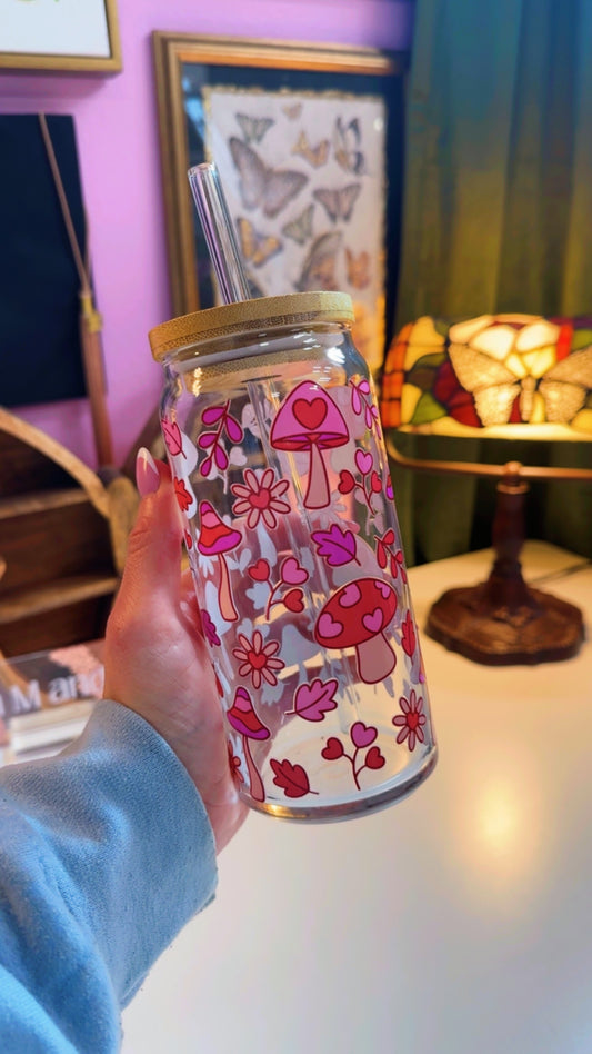 Love is Mushie 20 oz Glass Can