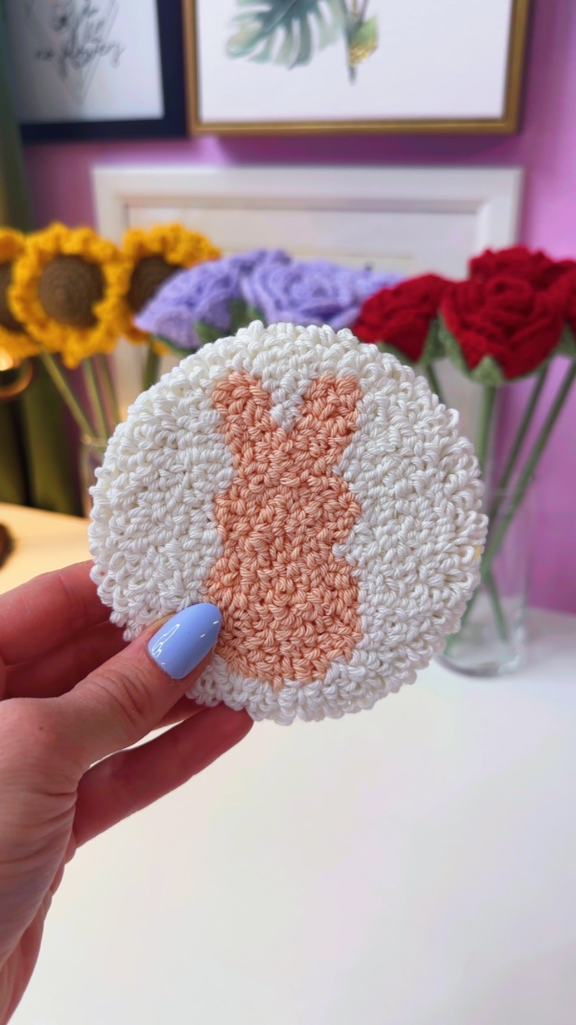 Peach Bunny Handmade Coaster