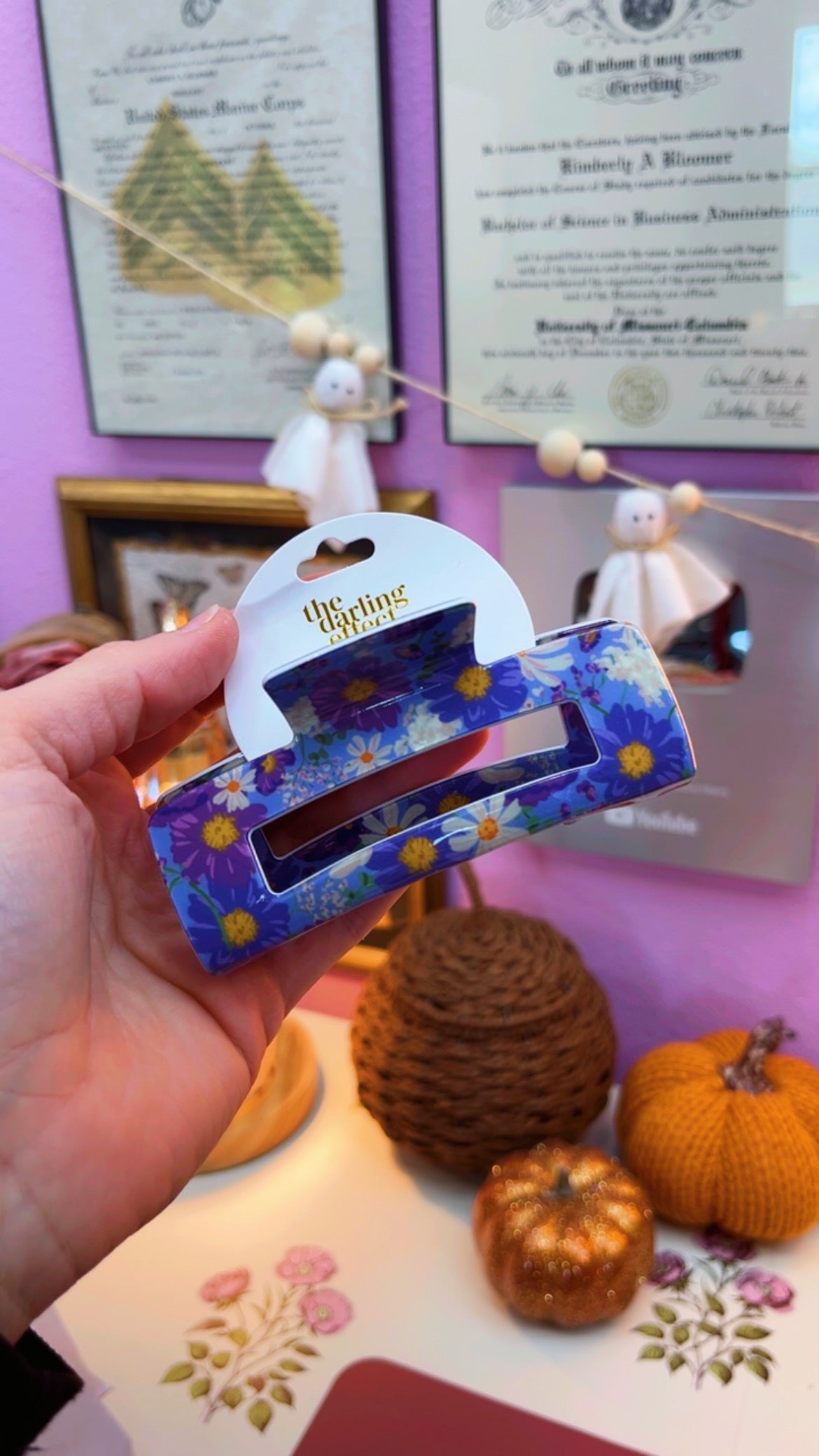 Floral Purple Claw Clip