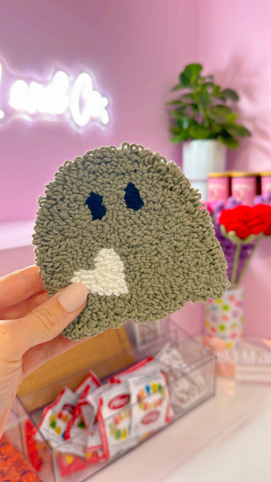 Handmade Heart Ghost (Grey) Coaster