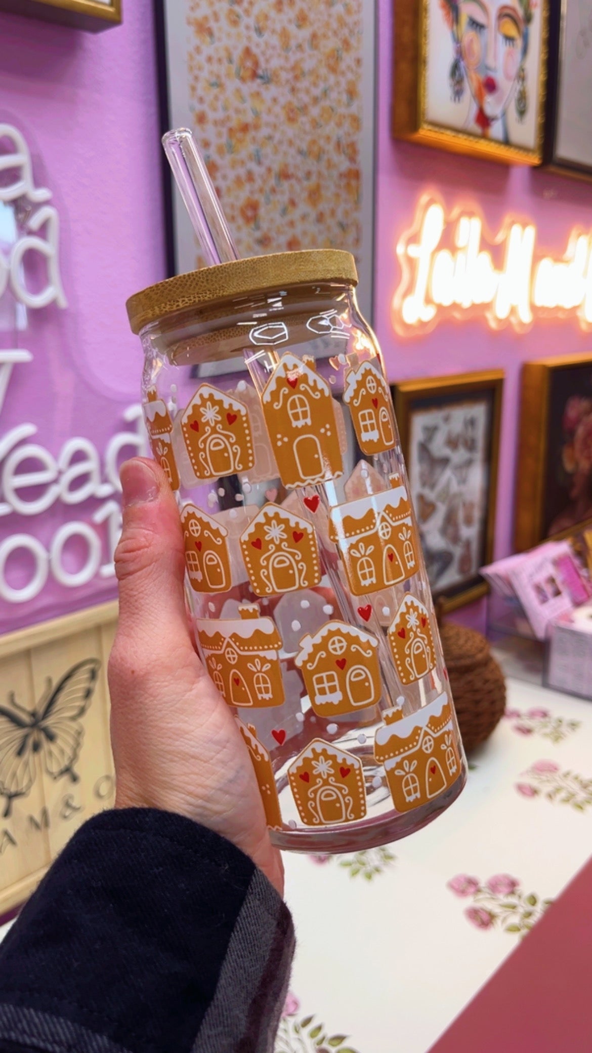 Gingerbread Houses 20 oz Glass Can