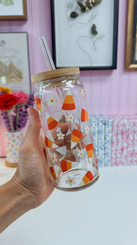 Candy Corn 20 oz Glass Can