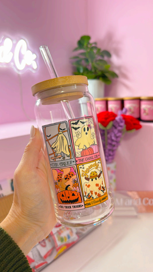 Spooky Tarots Cards 20 oz Glass Can