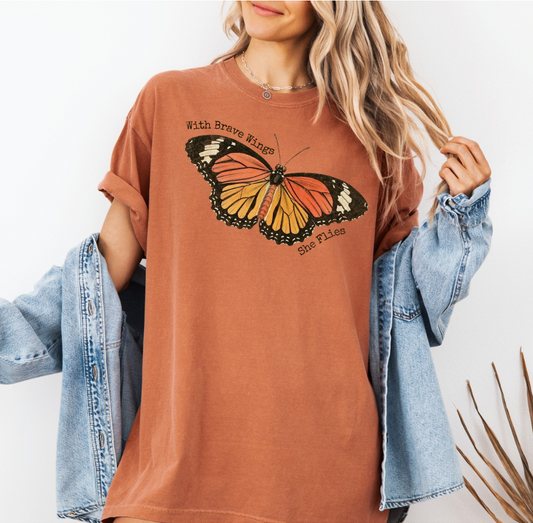 With Brave Wings, She Flies T-shirt (Yam)