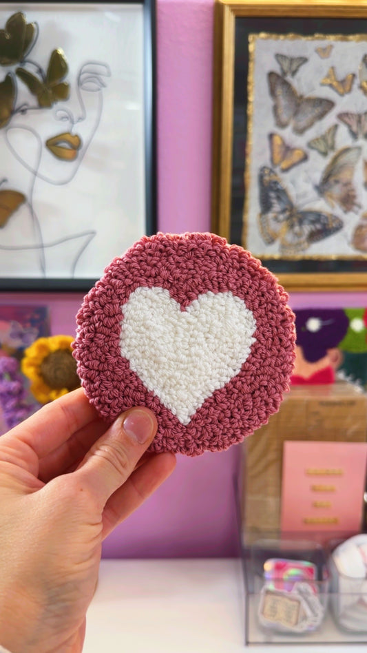 Mauve Heart Handmade Coaster