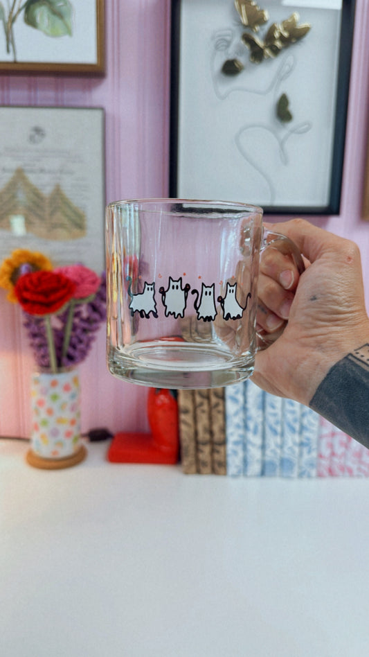 Cat Ghosts 13oz Glass Mug