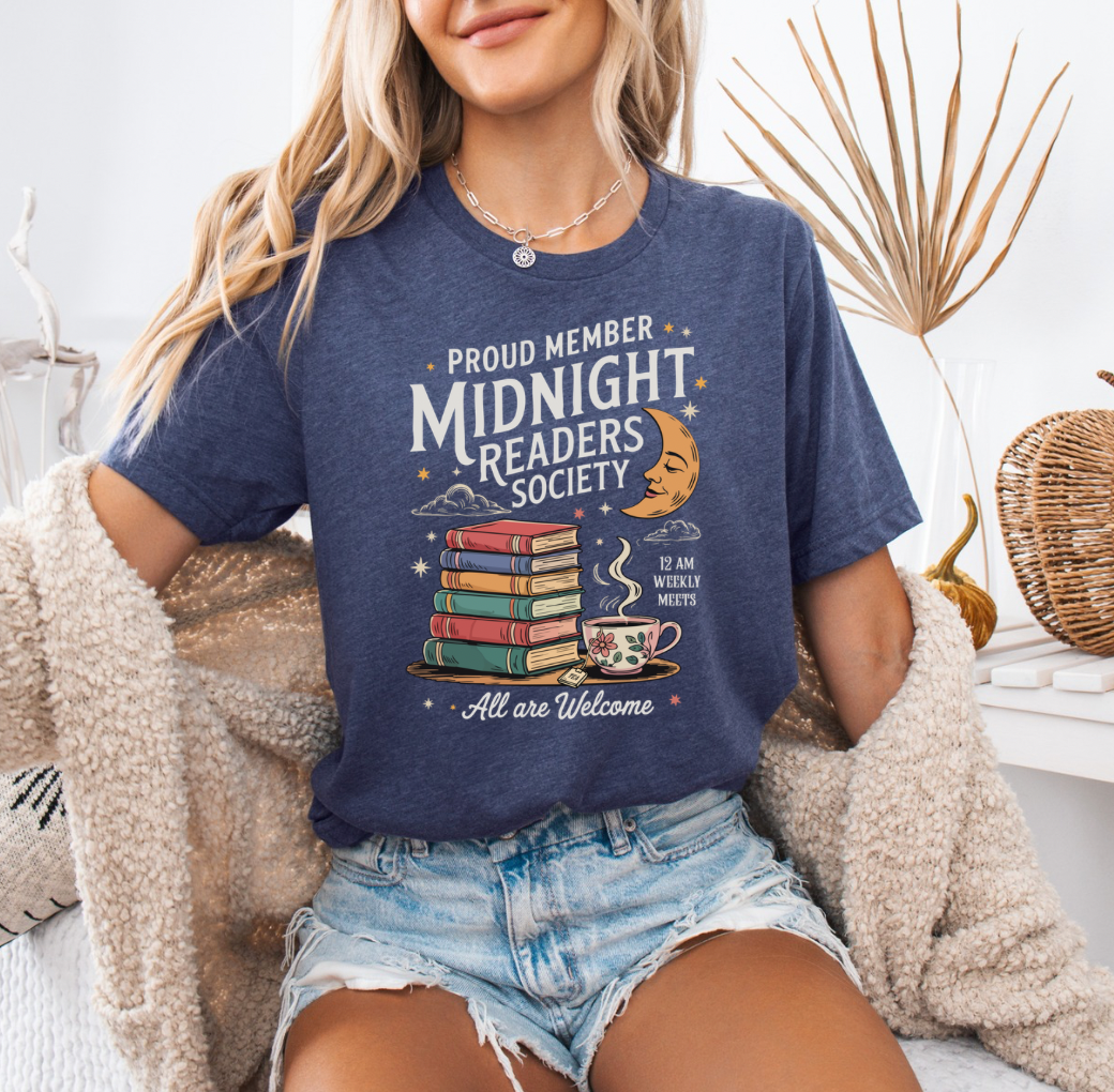 Midnight Reader T-shirt (Heather Navy)
