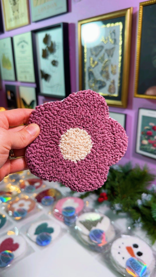 Dark Pink Flower petals Handmade Coaster