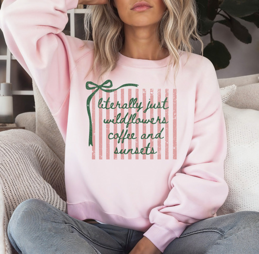 Wildflowers, Coffee and Sunsets Crewneck (Pink)