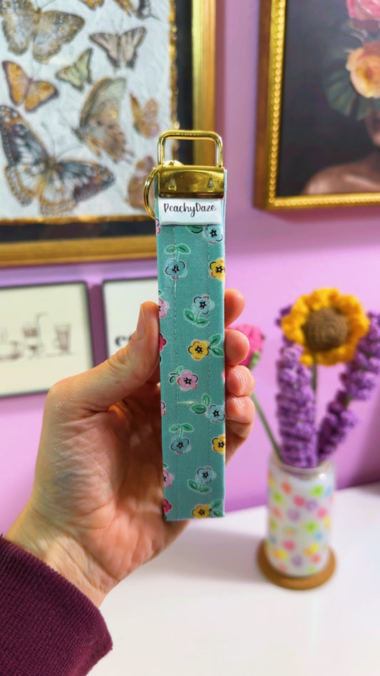 Handmade Teal Blossom Keychain