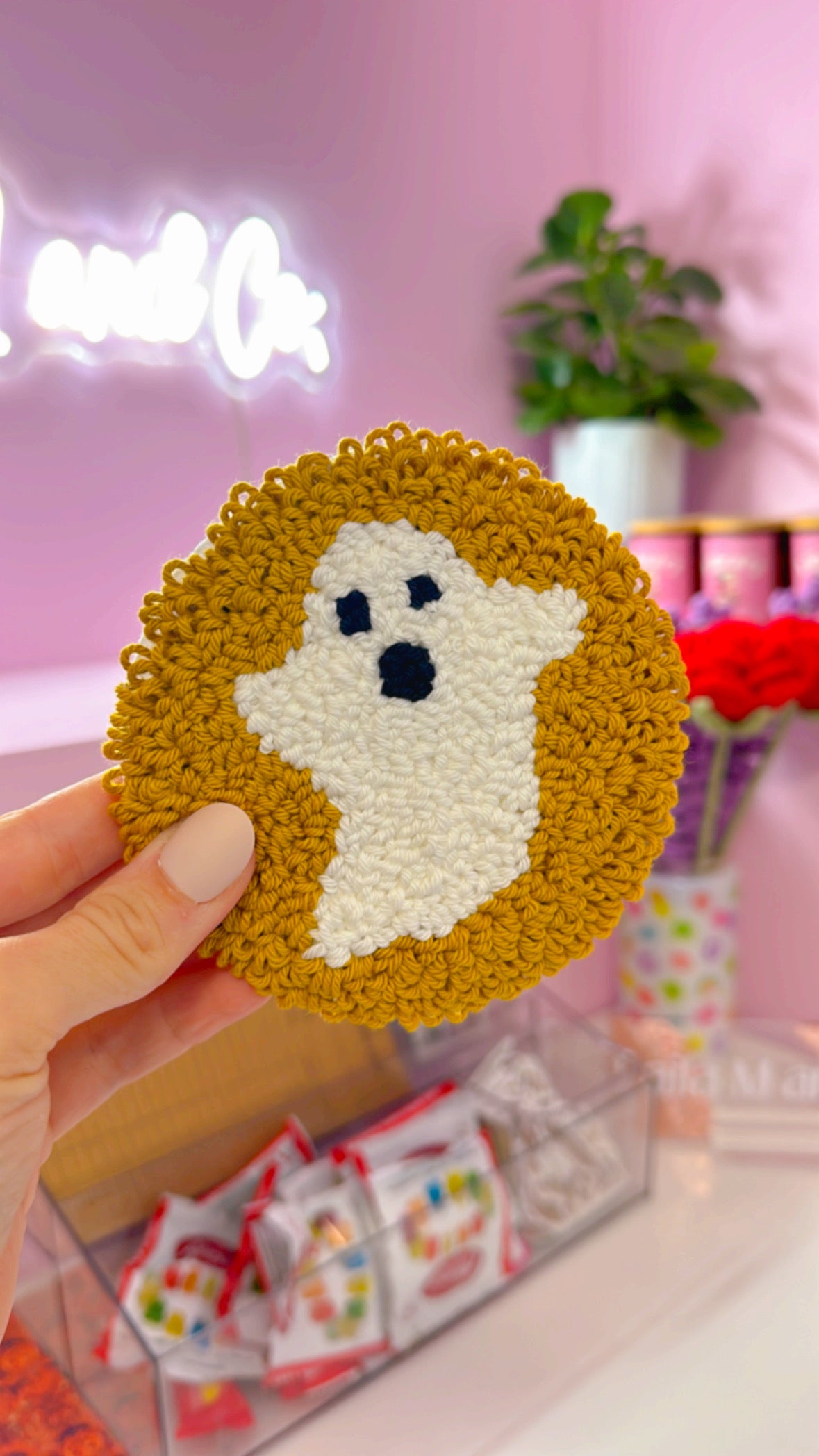 Handmade Boo (Mustard) Coaster