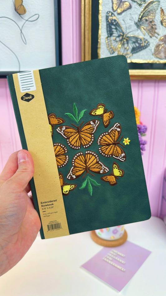 Embroidered Butterfly Hardcover Notebook