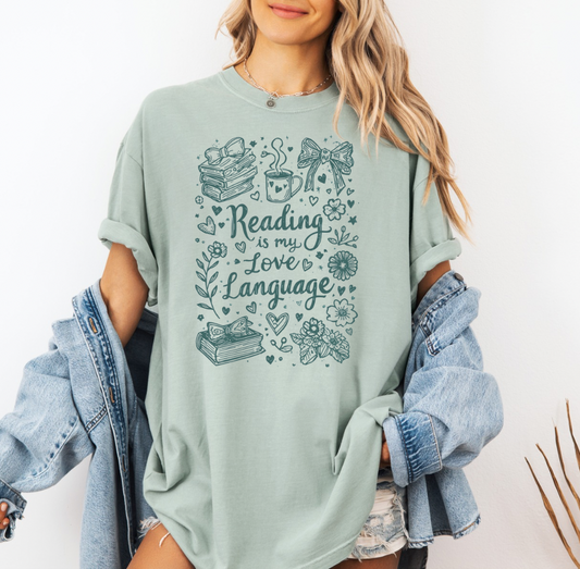 Reading is My Love Language T-shirt (Bay)