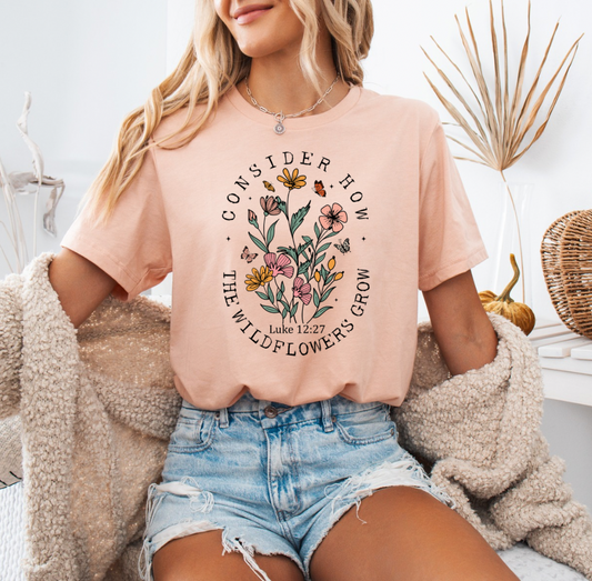 Consider the Wildflowers T-shirt (Peach)