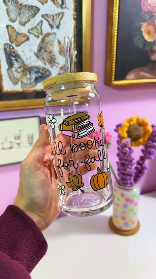 Booked for Fall 20 oz Glass Can