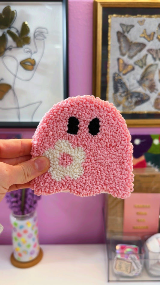 Pink Ghost Handmade Coaster