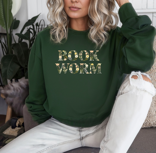 Book Worm Crewneck (Forest)