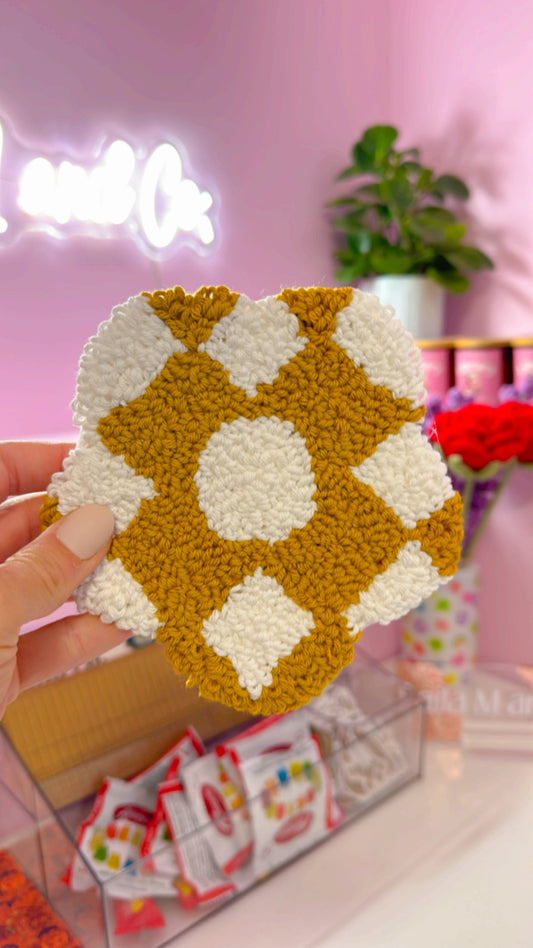 Checkered Flower Handmade Coaster