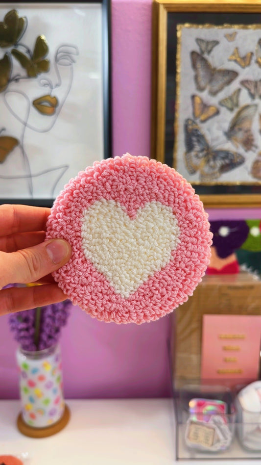 Pink Heart Handmade Coaster