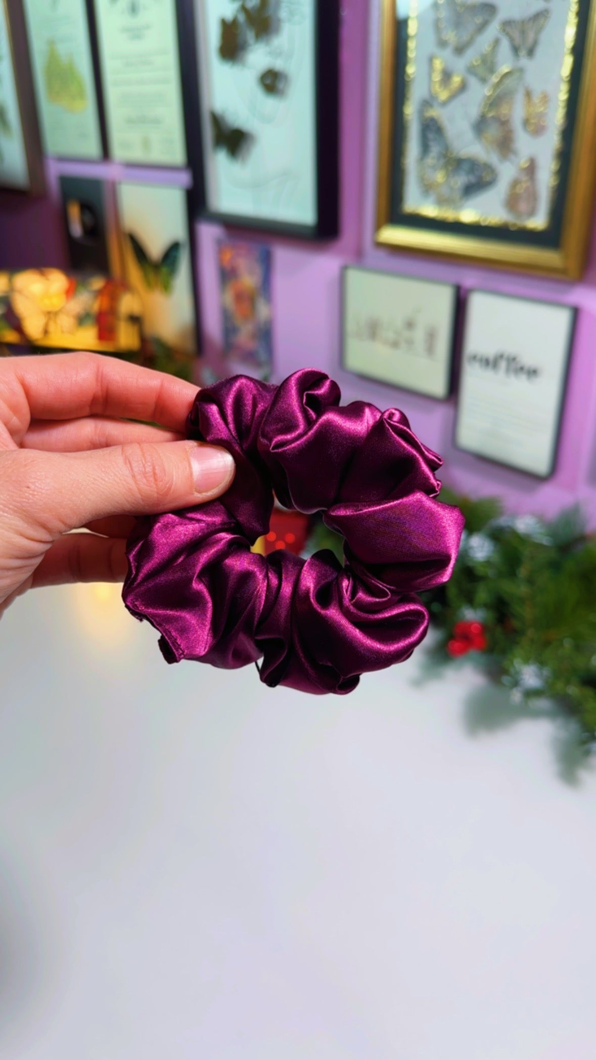 Burgundy Wine Satin Scrunchie