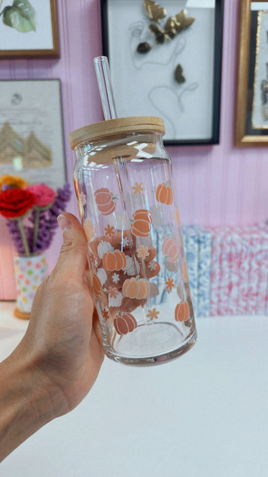 Pumpkins 20 oz Glass Can