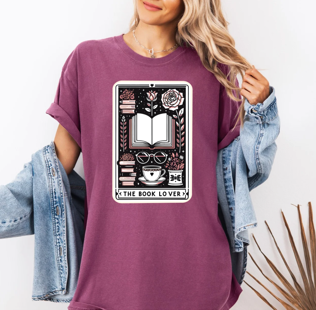 Book Lover Tarot T-Shirt (Berry)