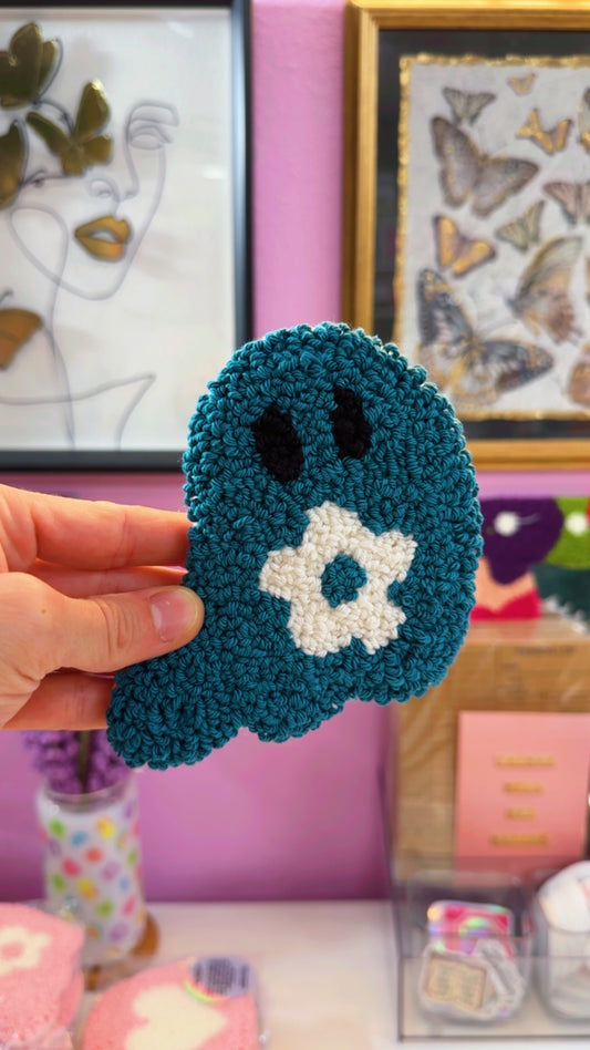 Dark Blue Ghostie Handmade Coaster