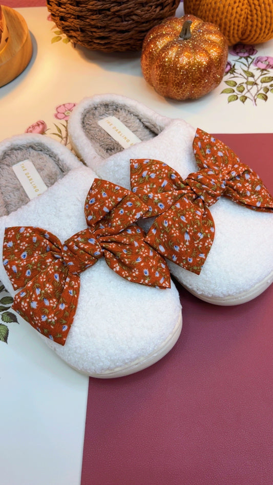Fall Floral Bow Slippers