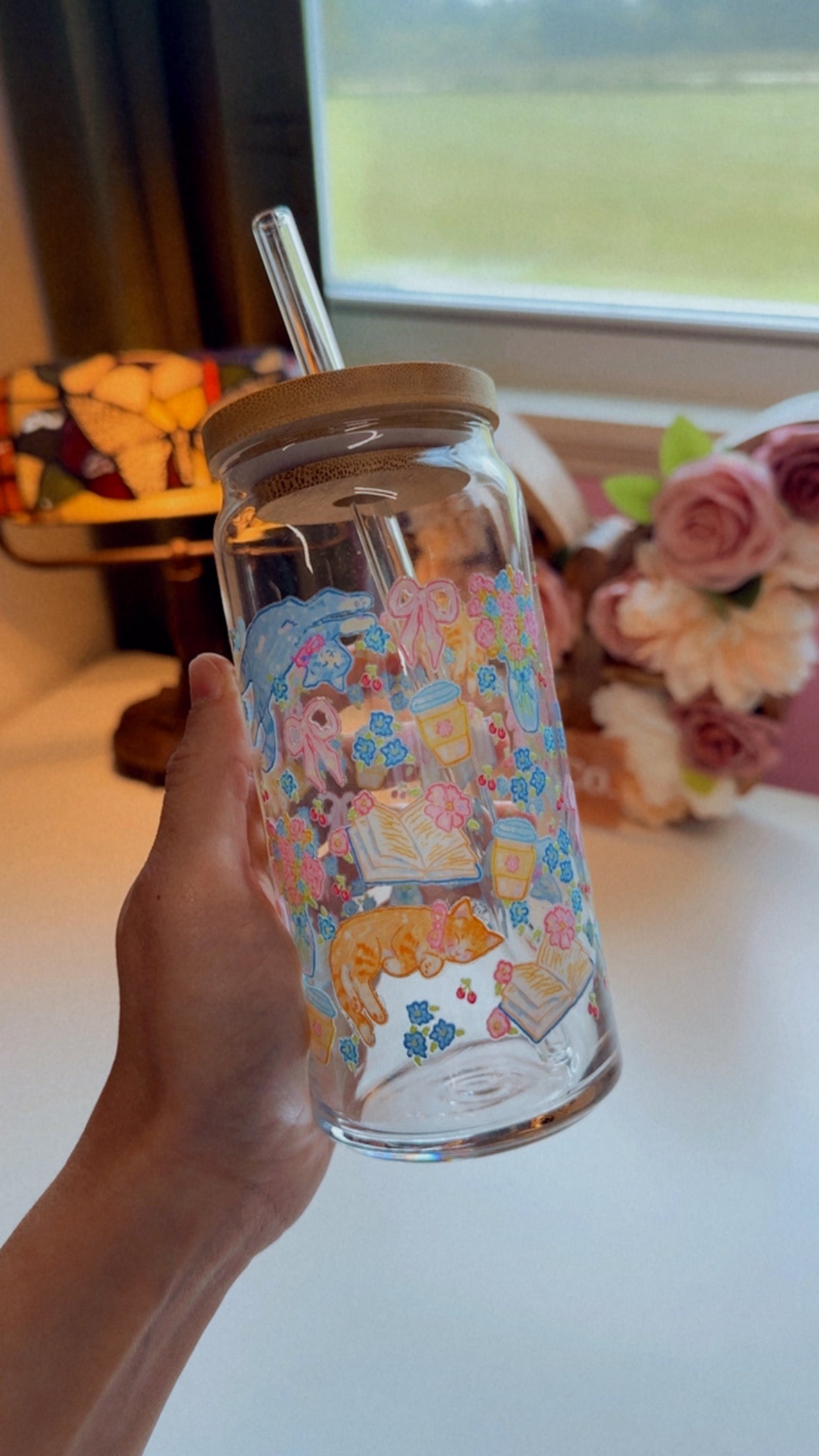 Books and Cats 20 oz Glass