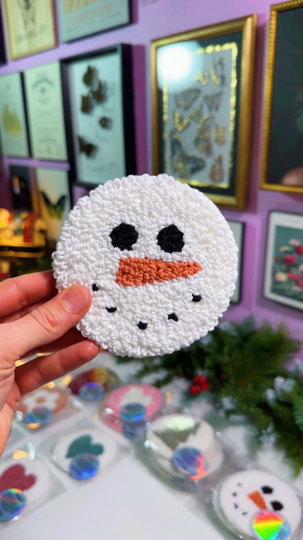 White Snowman Handmade Coaster