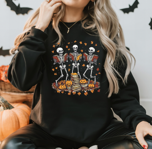 Bookish Skeletons Crewneck (Black)