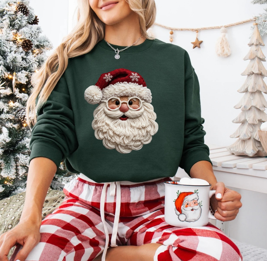 Cozy Santa Crewneck (Forest Green)