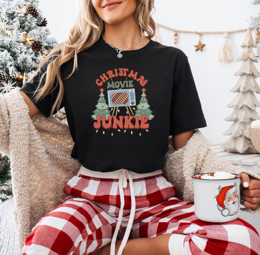 Christmas Movie Junkie T-shirt (Black)