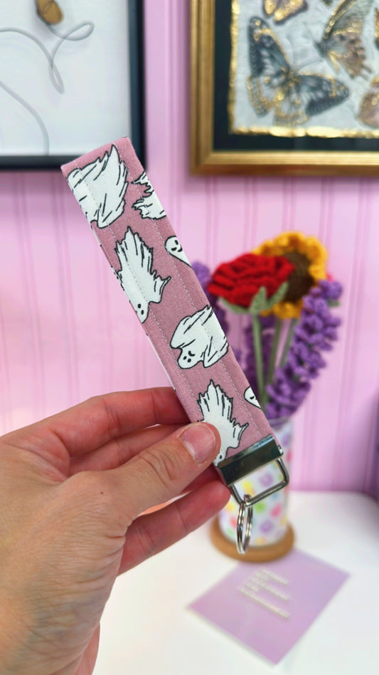 Pink Ghost Keychain Wristlet