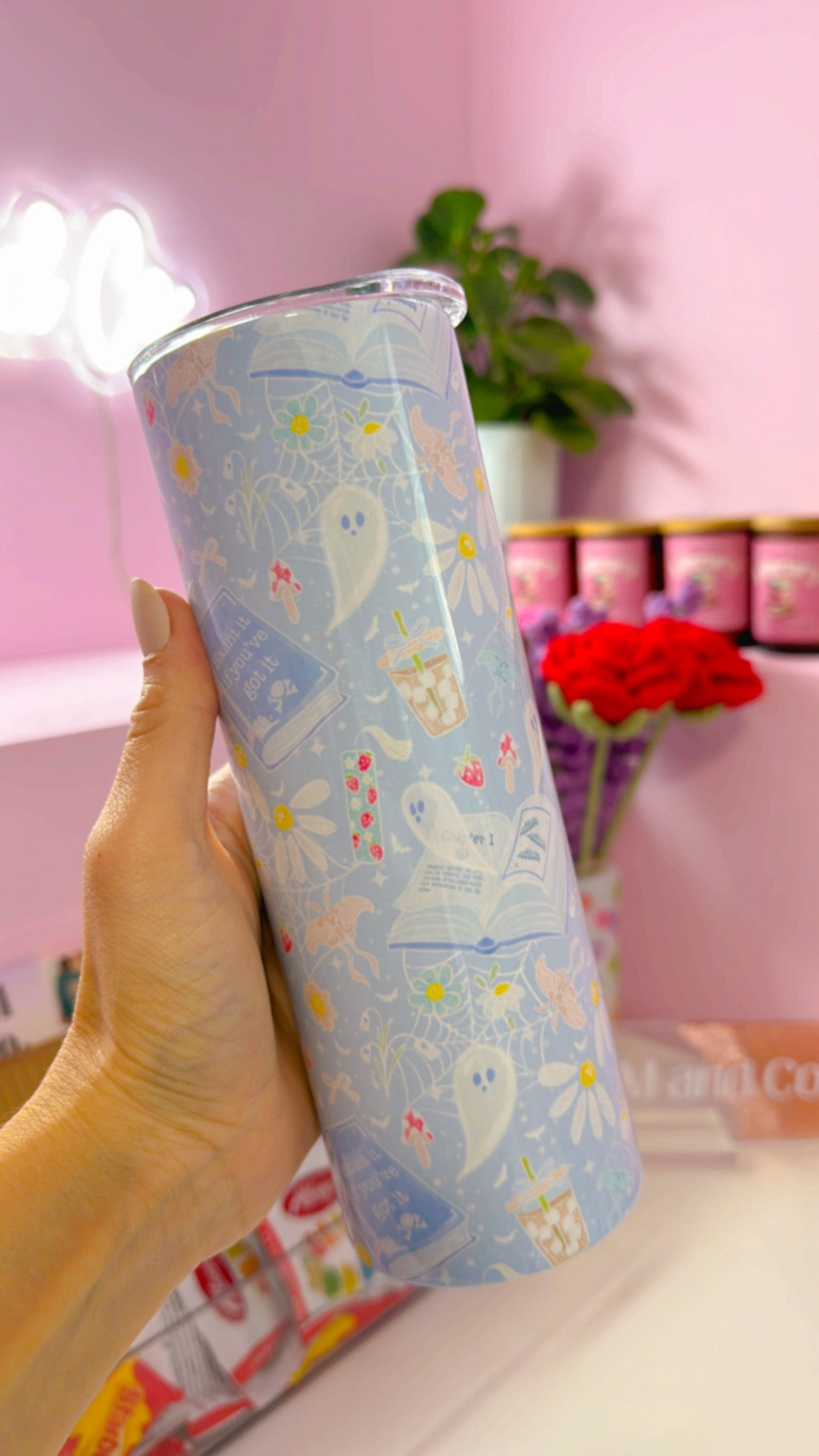 Cutie Ghosts in Sky Blue 20oz Insulated Tumbler