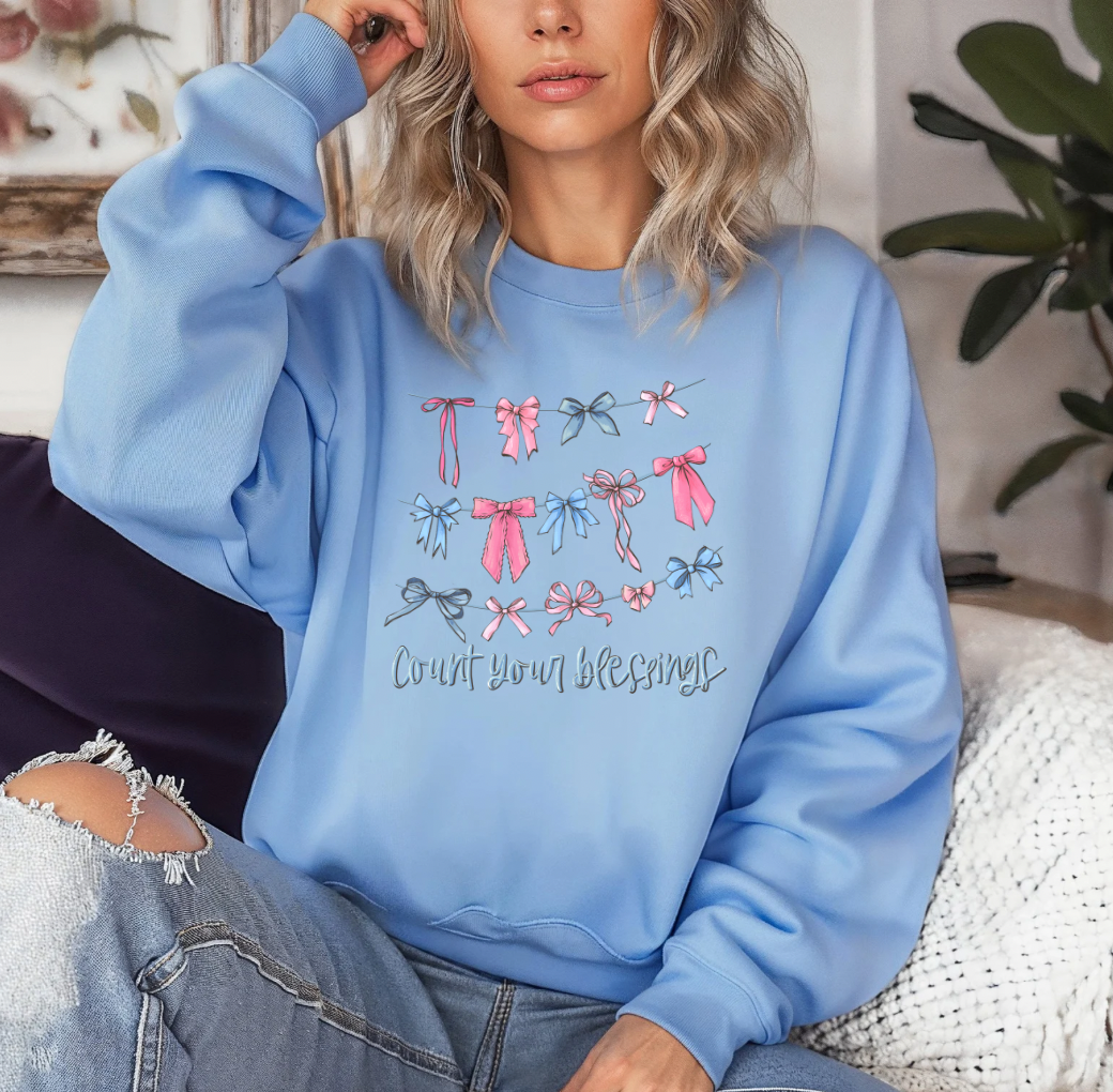 Counting Blessings Crewneck (Light Blue)