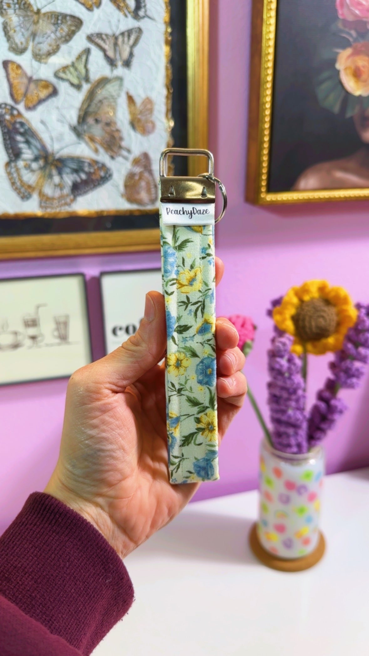 Handmade Vintage Floral Keychain