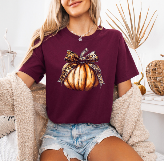 Leopard Pumpkin T-shirt (Maroon)