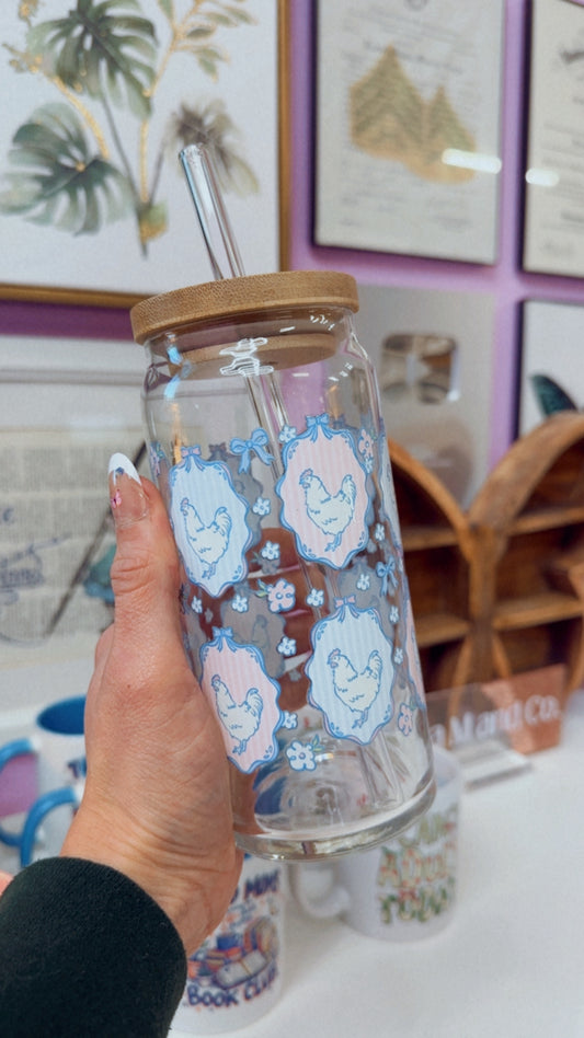 Cute Chickens 20 oz Glass