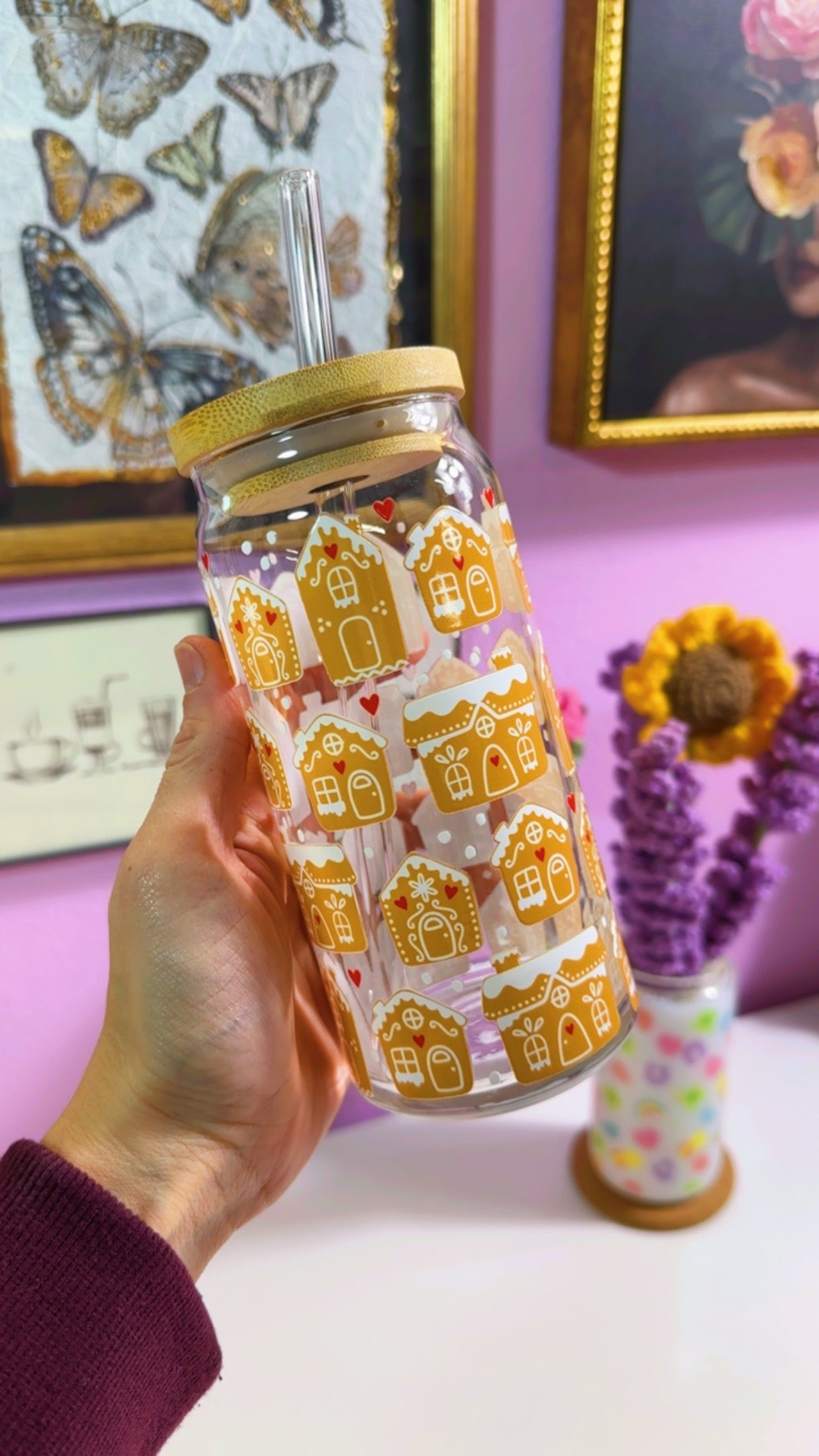 Gingerbread Houses 20 oz Glass Can