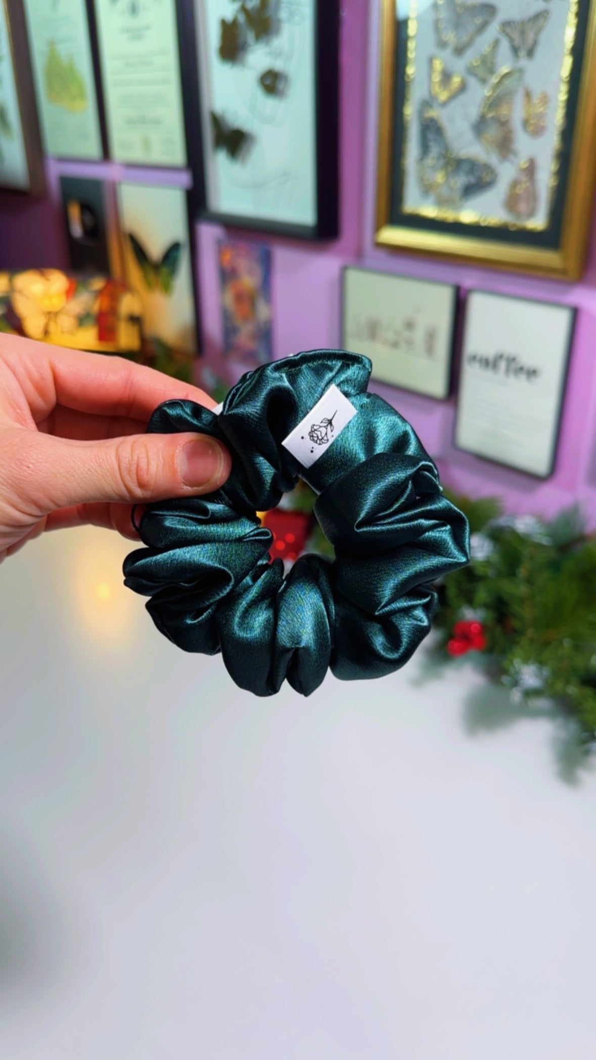 Turquoise Satin Scrunchie