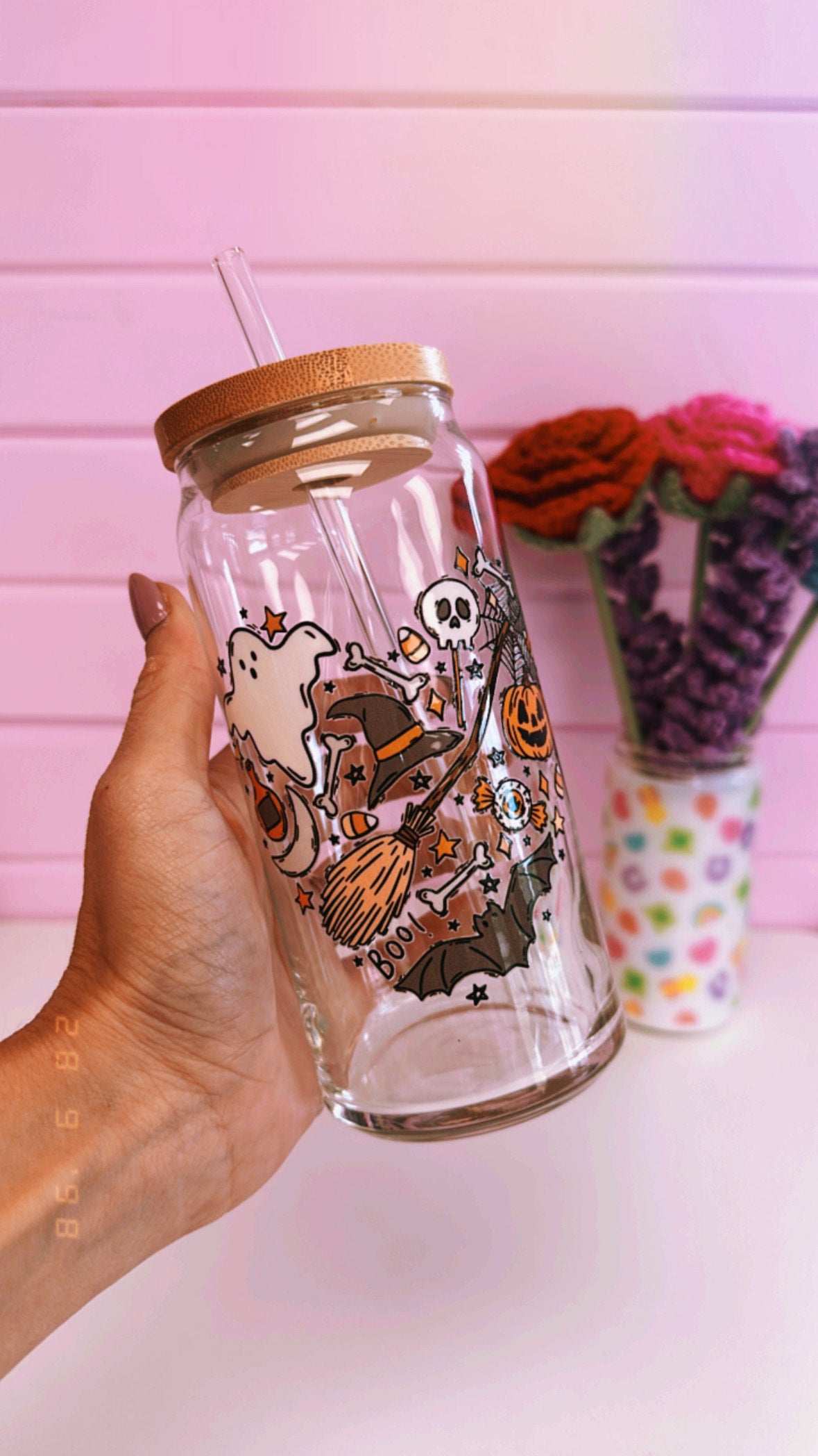 Spooky Heart 20 oz Glass Can