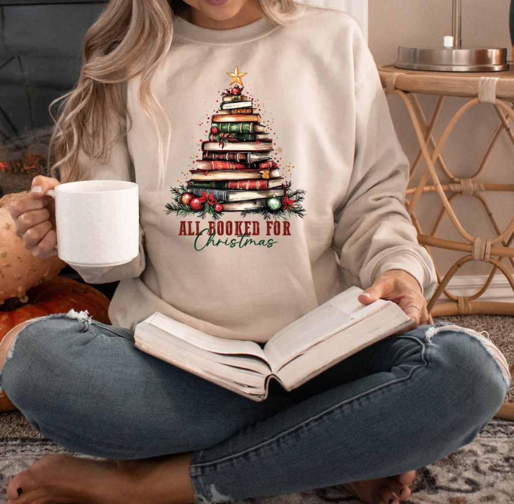 Booked for Christmas Crewneck (Beige)