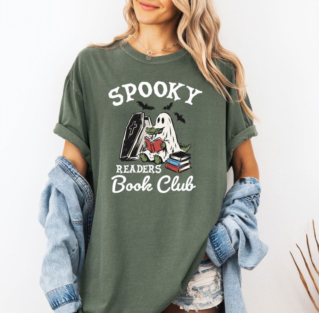 Spooky Book Club T-shirt (sage)